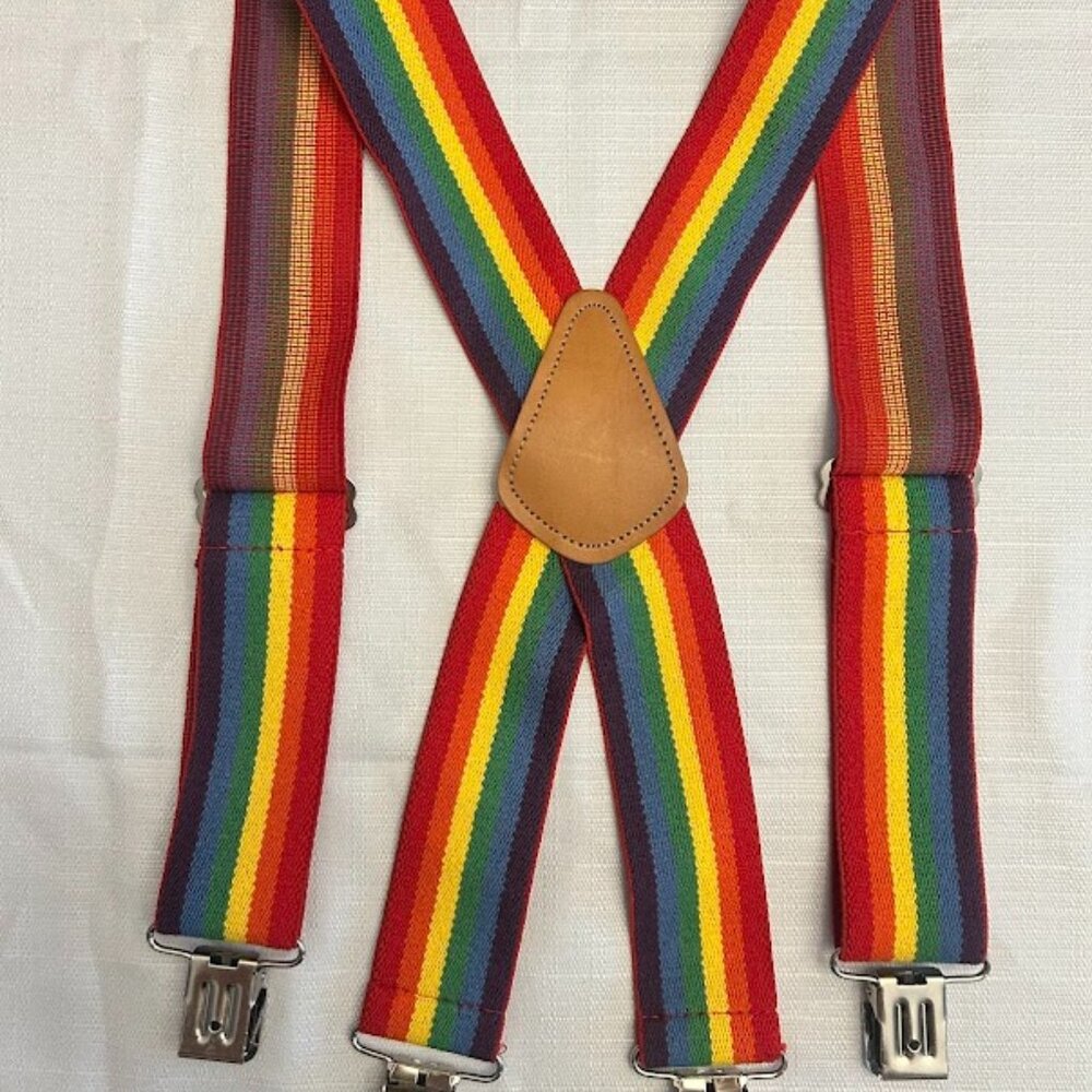 Rainbow Striped Suspenders‎ Unisex Clip 2” Wide